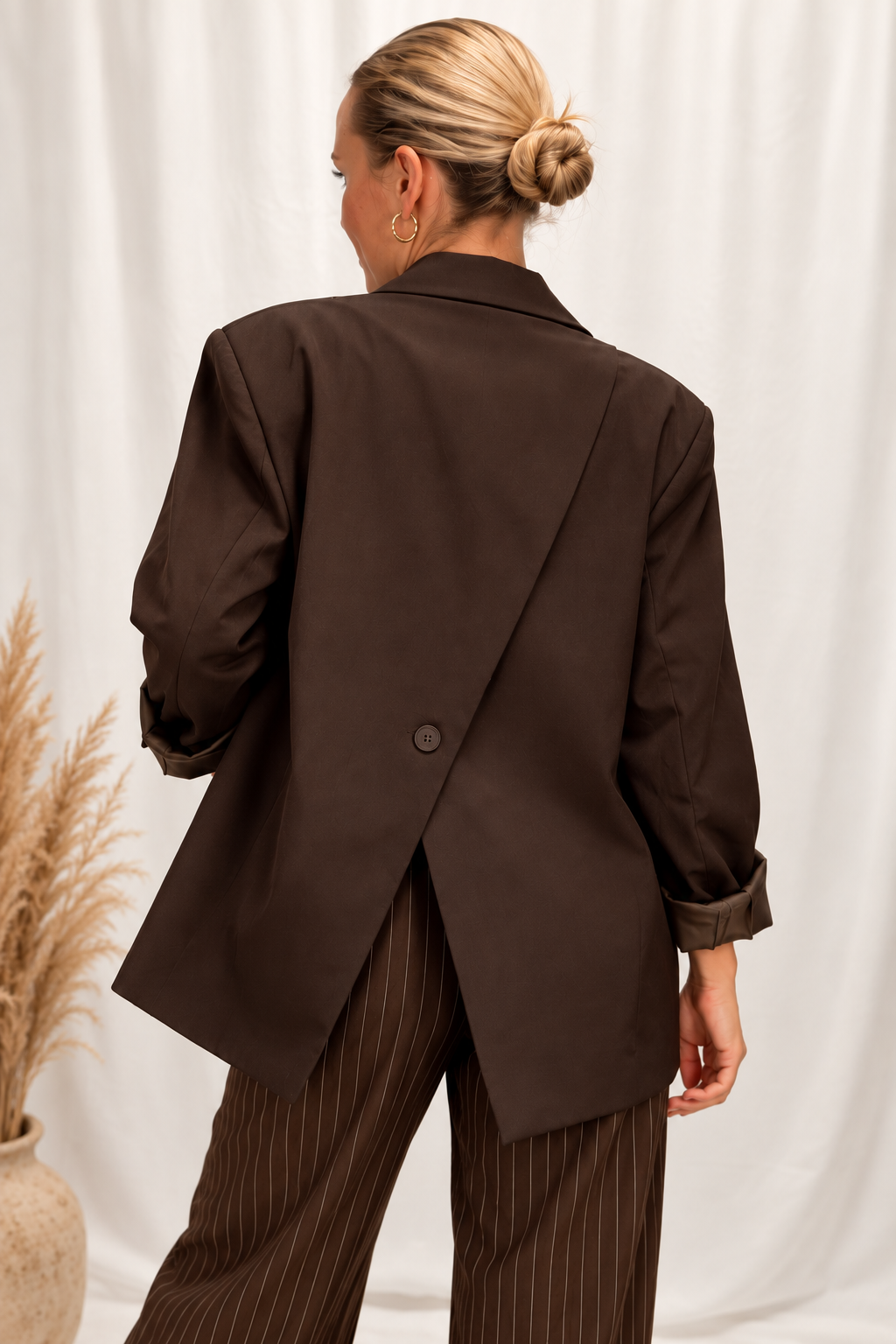 Coffee Cross Back Blazer