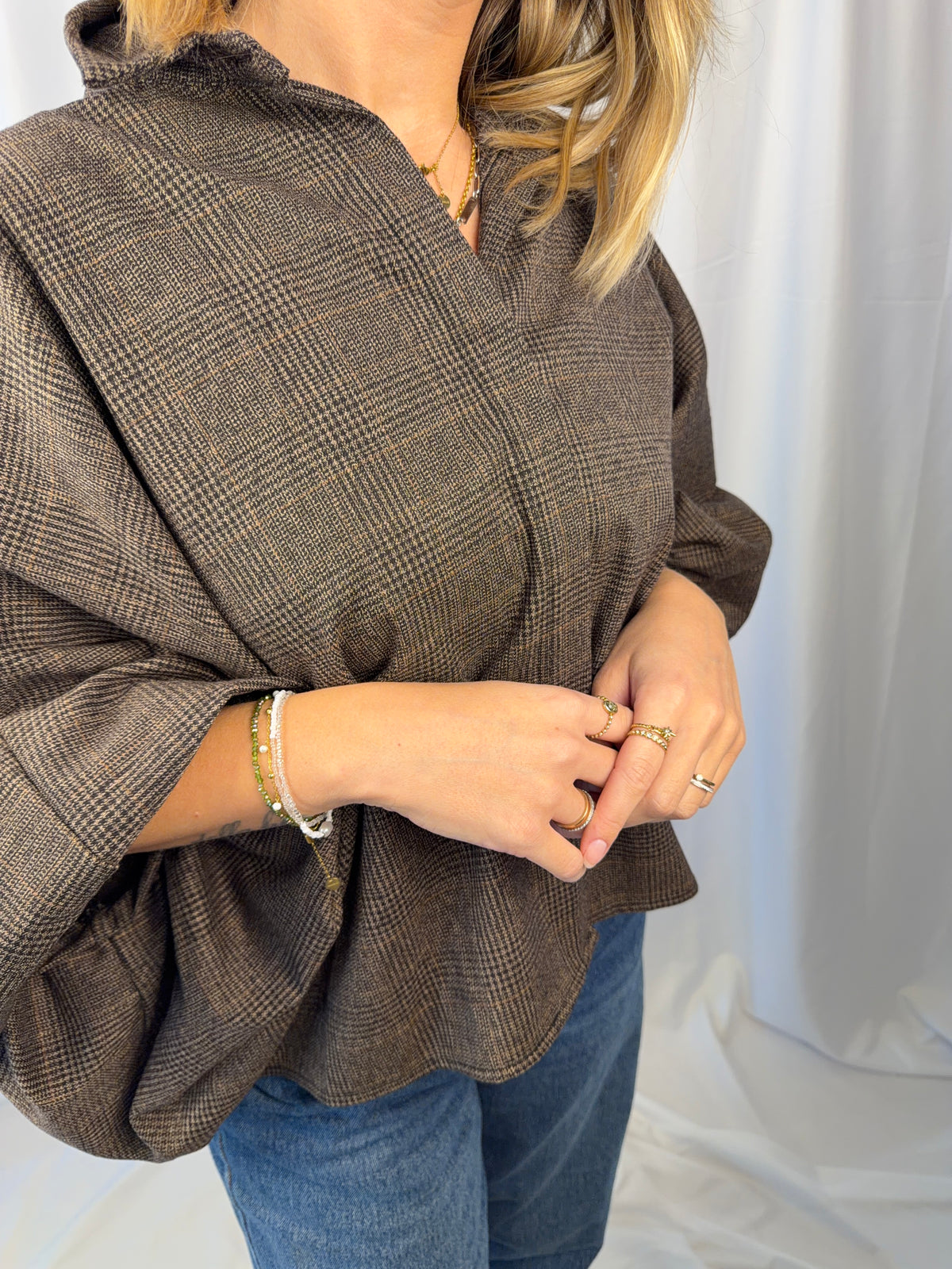 Karo-Bluse Autumn No. 2 | One Size | Made in Italy