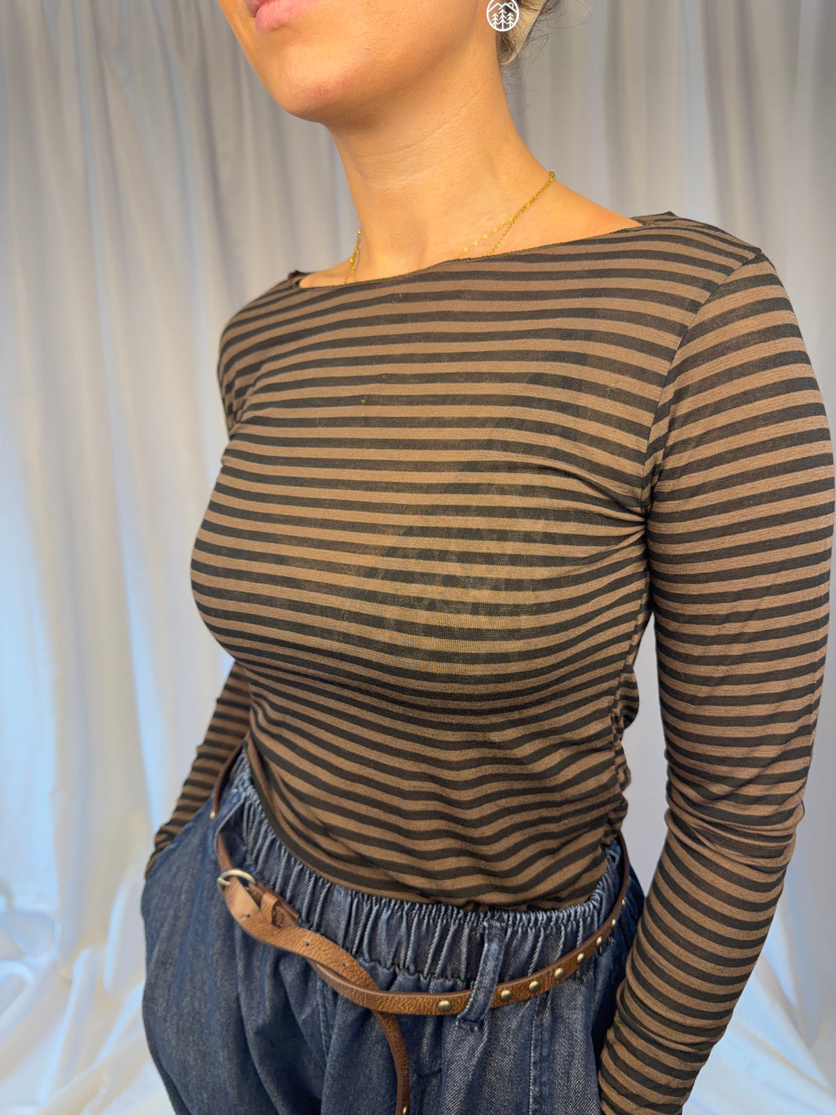 Gestreiftes Mesh Longsleeve