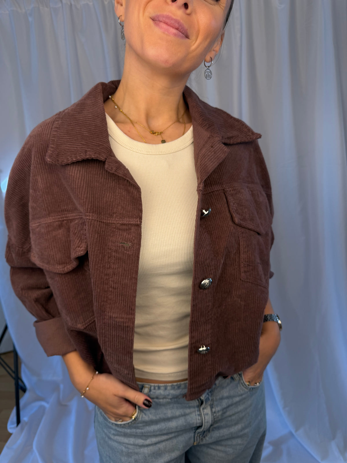 Cordjacke Cropped – One Size
