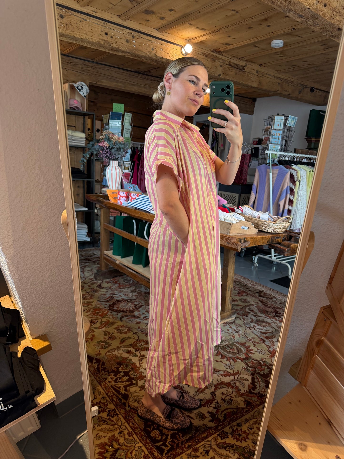Streifen Blusenkleid