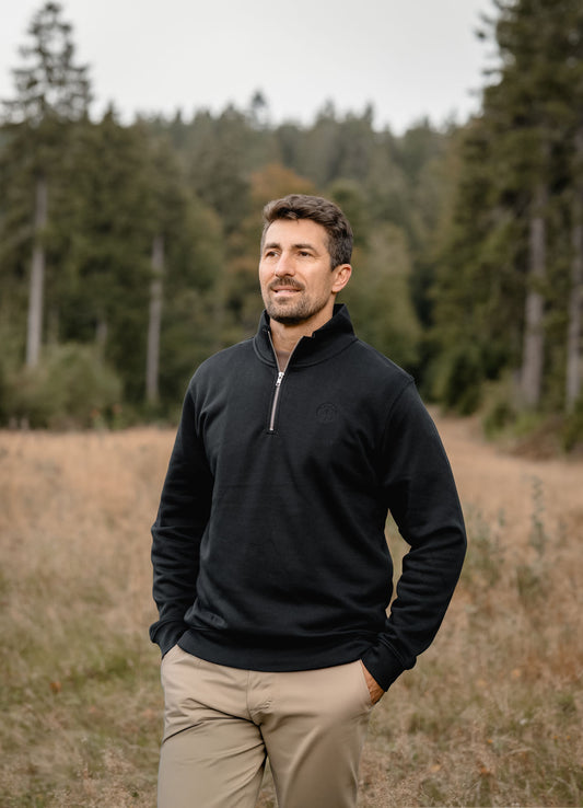 Woidlogo Half-Zip Sweater – Unisex schwarz