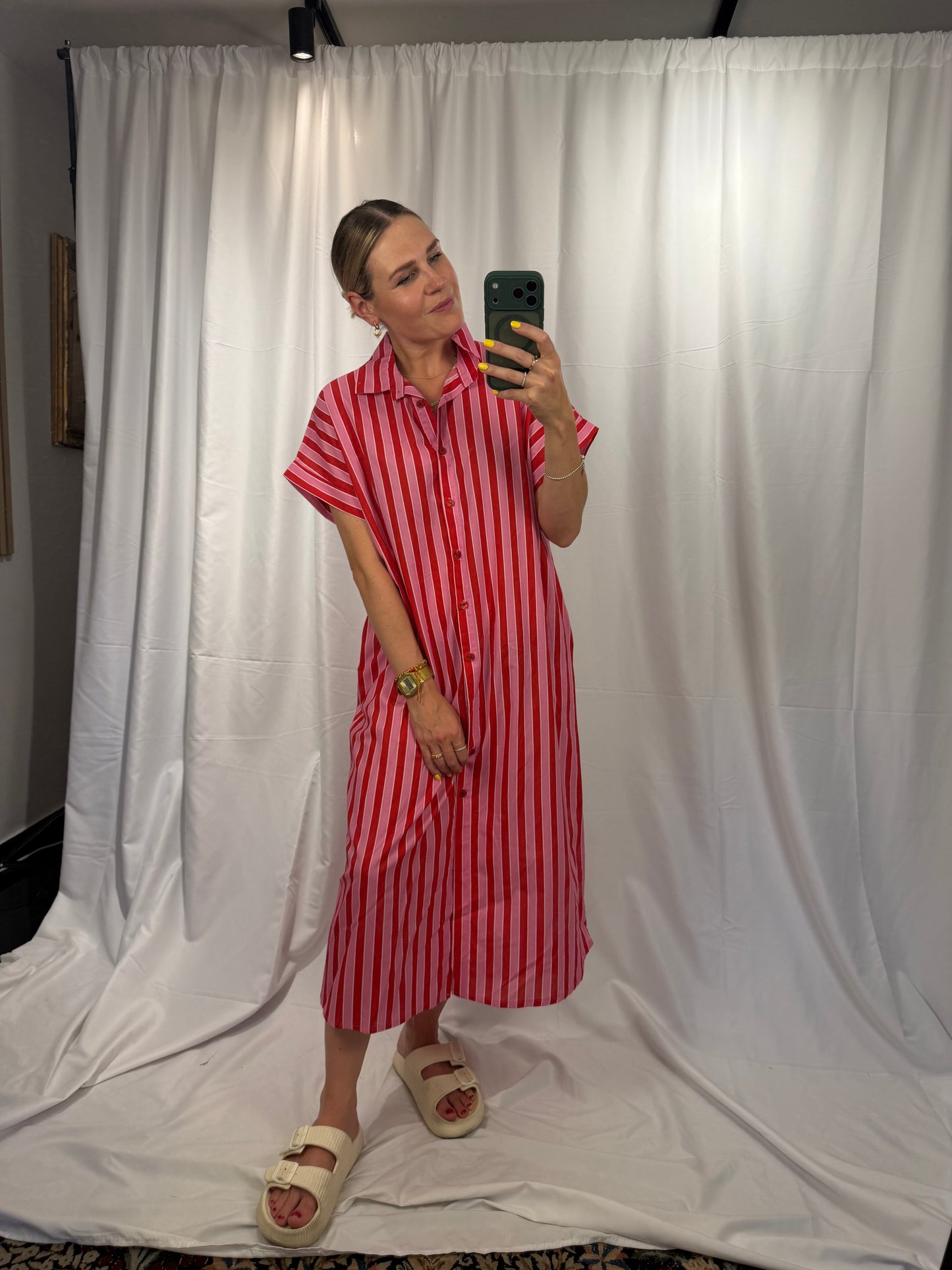 Streifen Blusenkleid