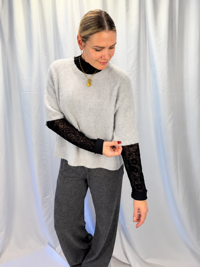 Mohair Strickpullover mit 3/4-Arm