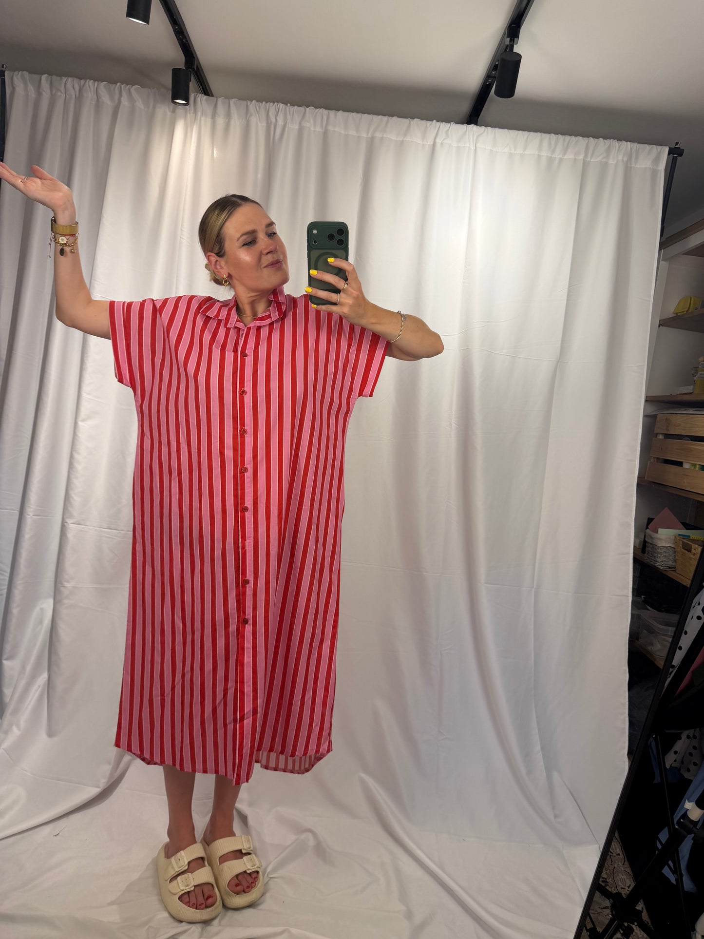 Streifen Blusenkleid