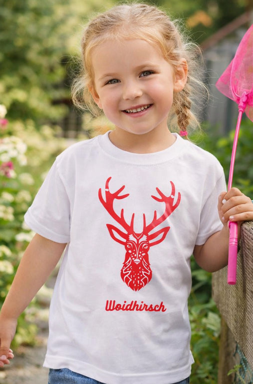 Kinder Shirt Woidhirsch weiß