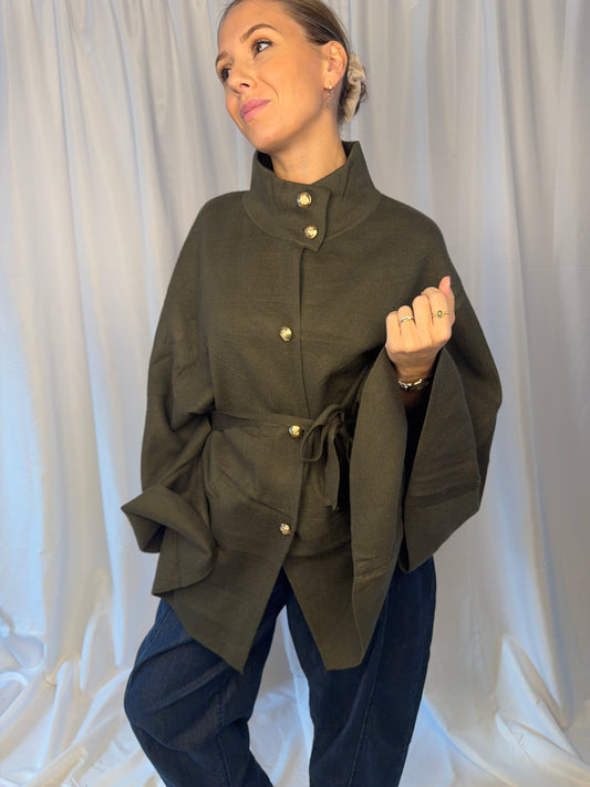 Cape-Jacke mit Bindegürtel – One Size