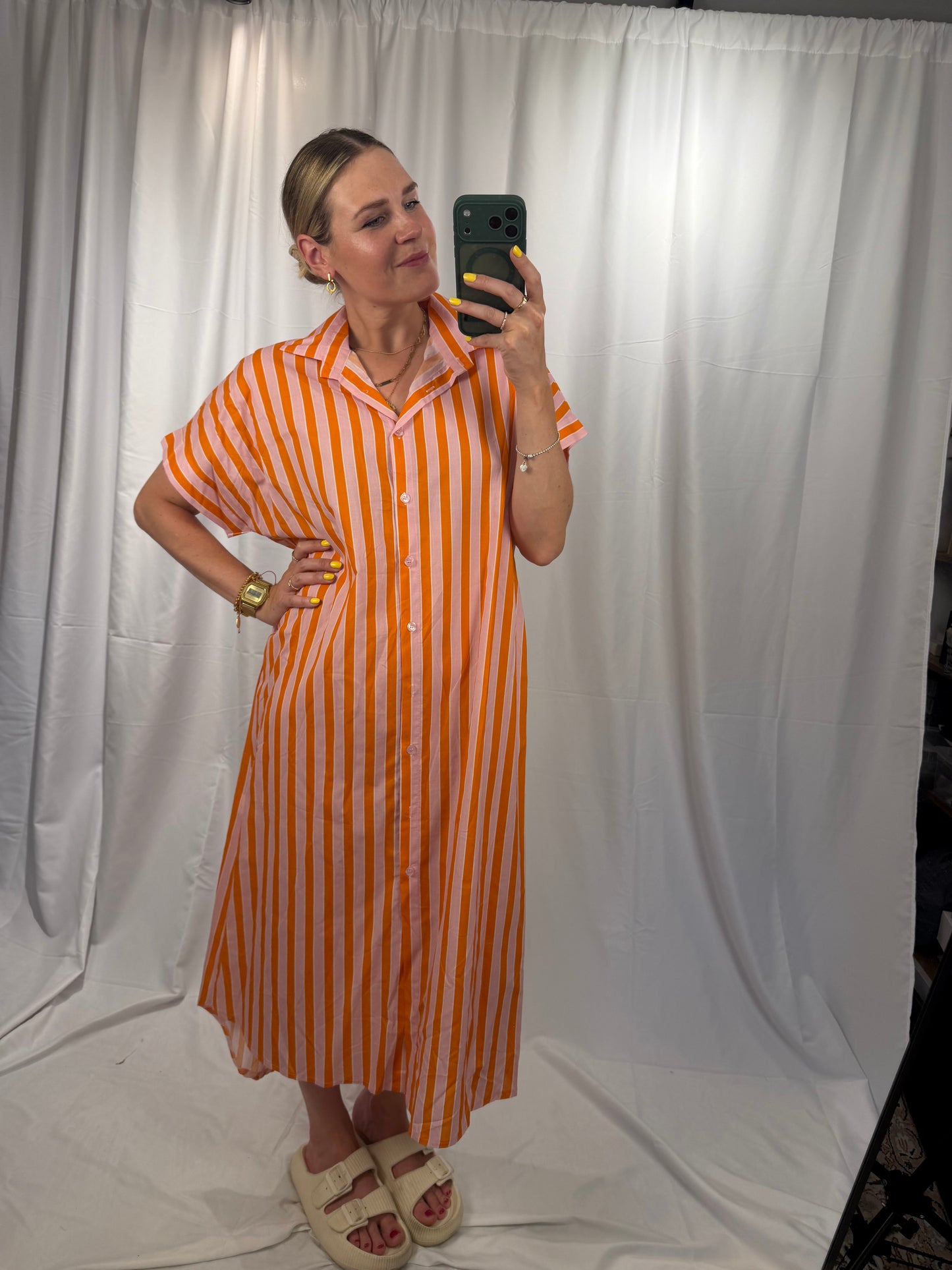 Streifen Blusenkleid