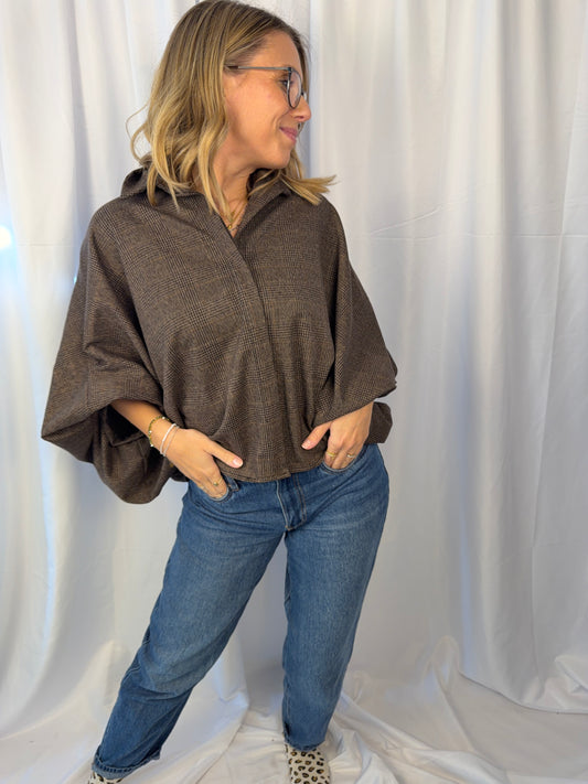 Karo-Bluse Autumn No. 2 | One Size | Made in Italy
