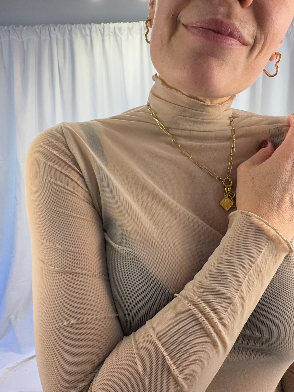Mesh Longsleeve mit Stehkragen