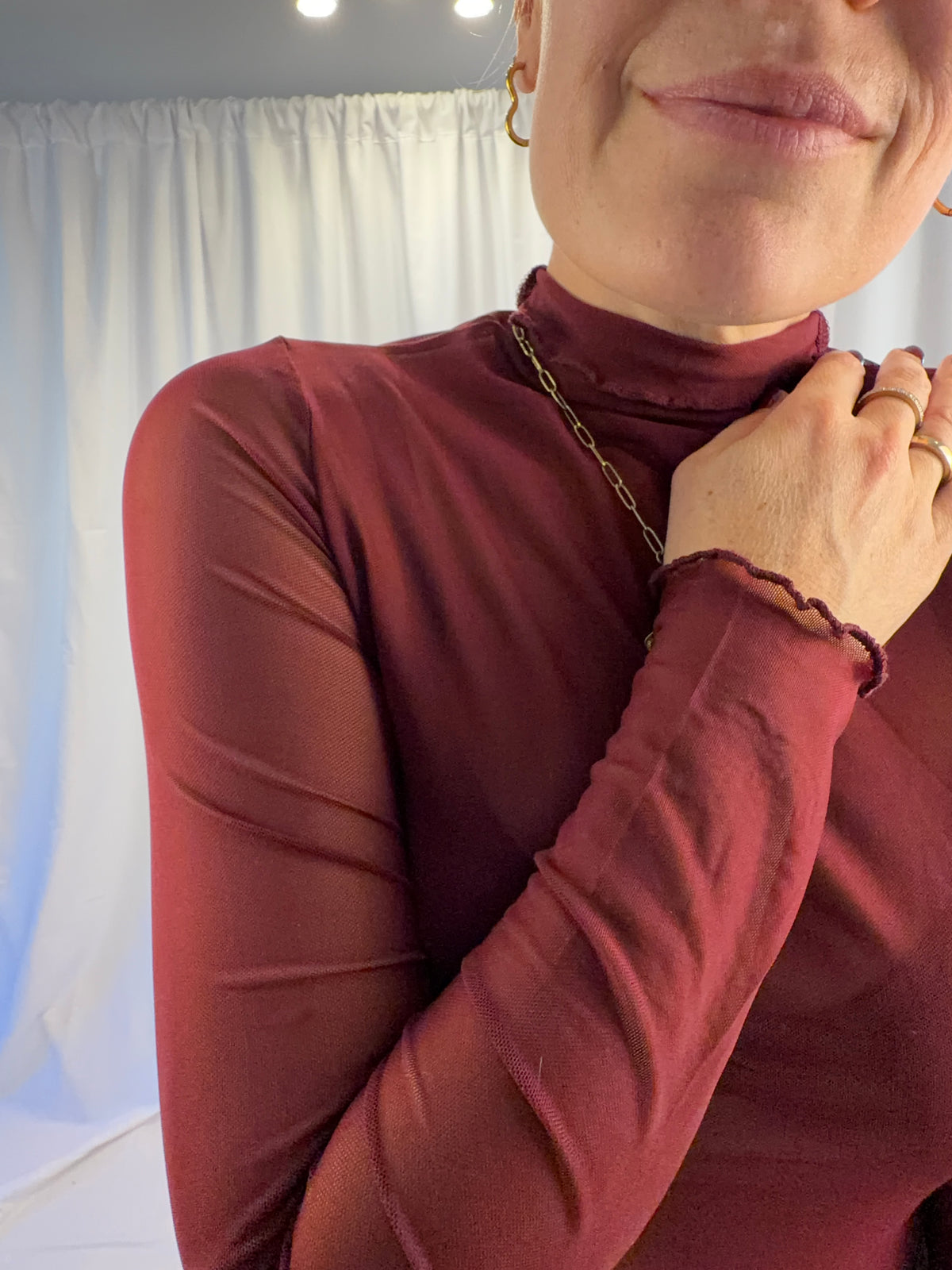 Mesh Longsleeve mit Stehkragen