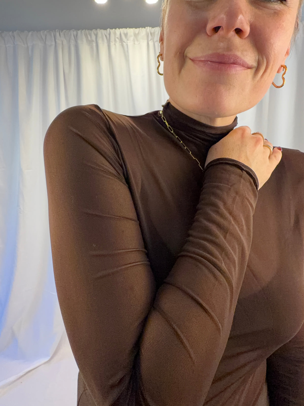 Mesh Longsleeve mit Stehkragen