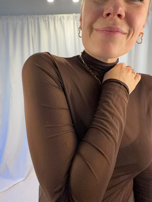 Mesh Longsleeve mit Stehkragen