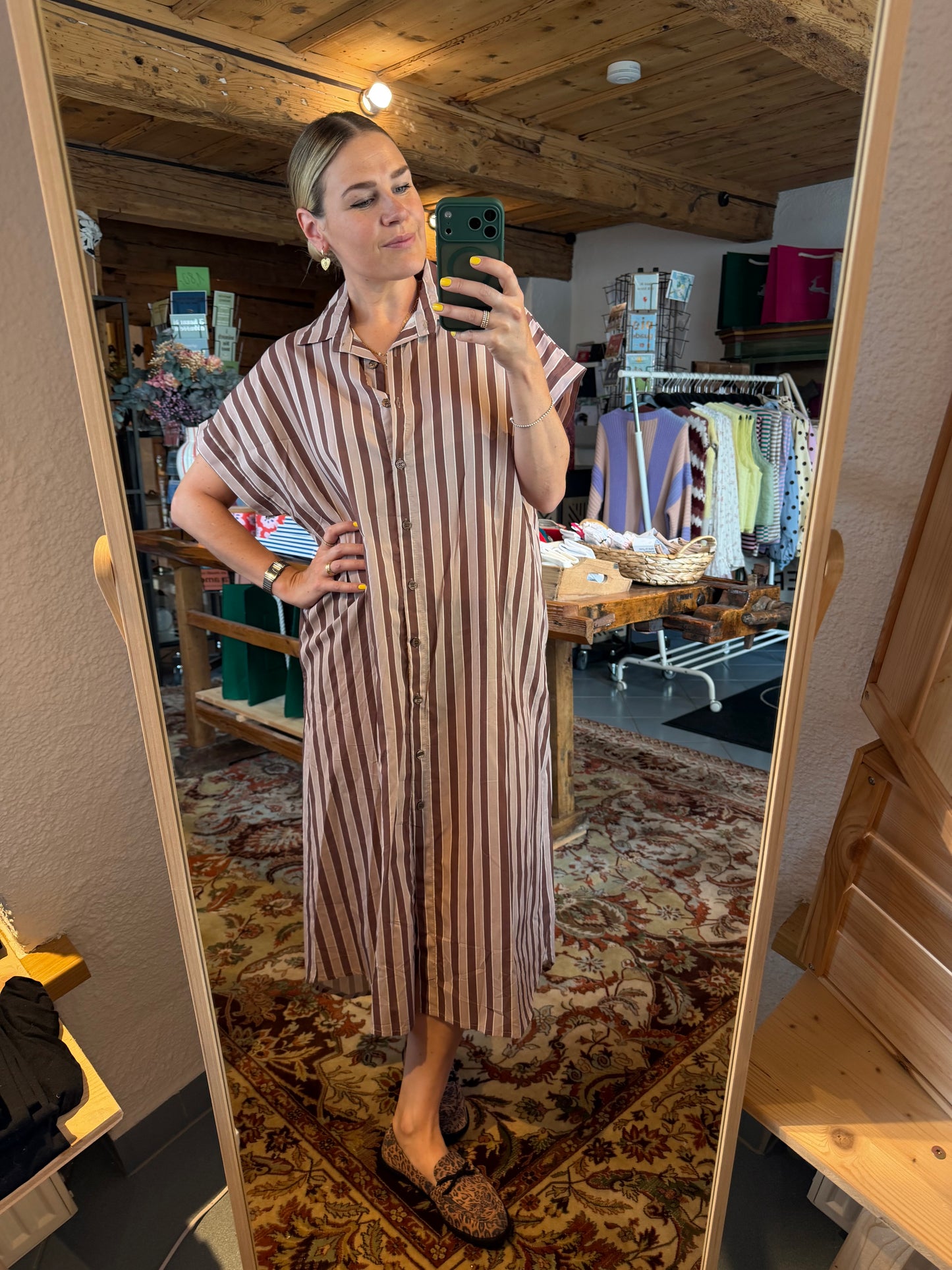 Streifen Blusenkleid