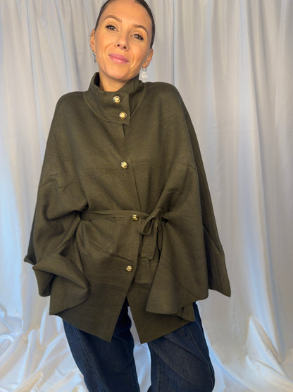 Cape-Jacke mit Bindegürtel – One Size