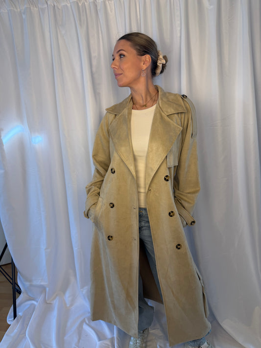 Long Trenchcoat in Veloursoptik – One Size