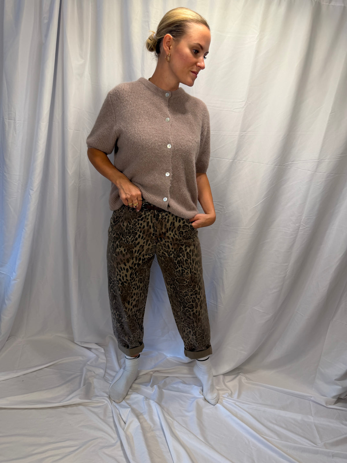 Angora Kurzarm Strickweste