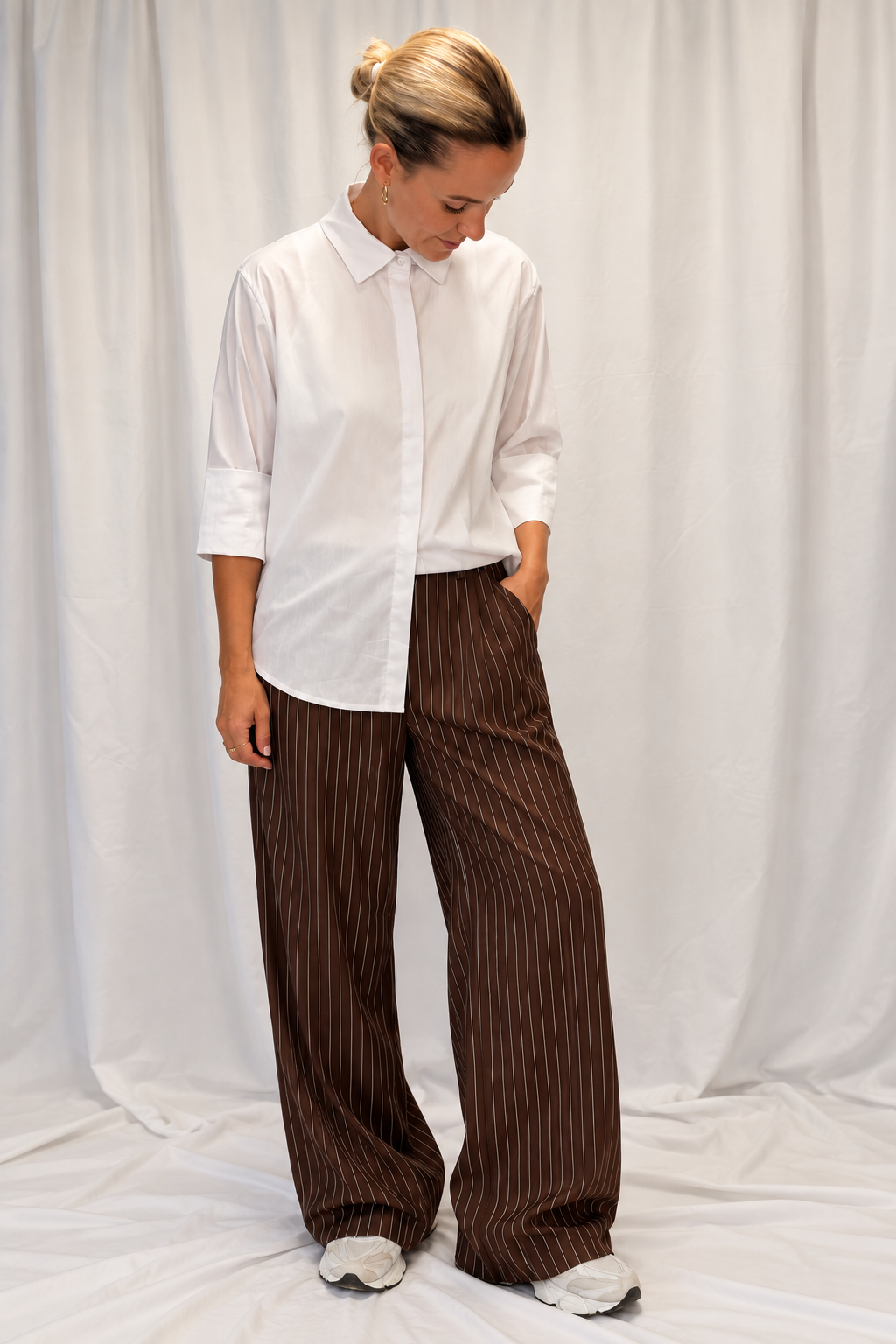 Nadelstreifenhose Coffee