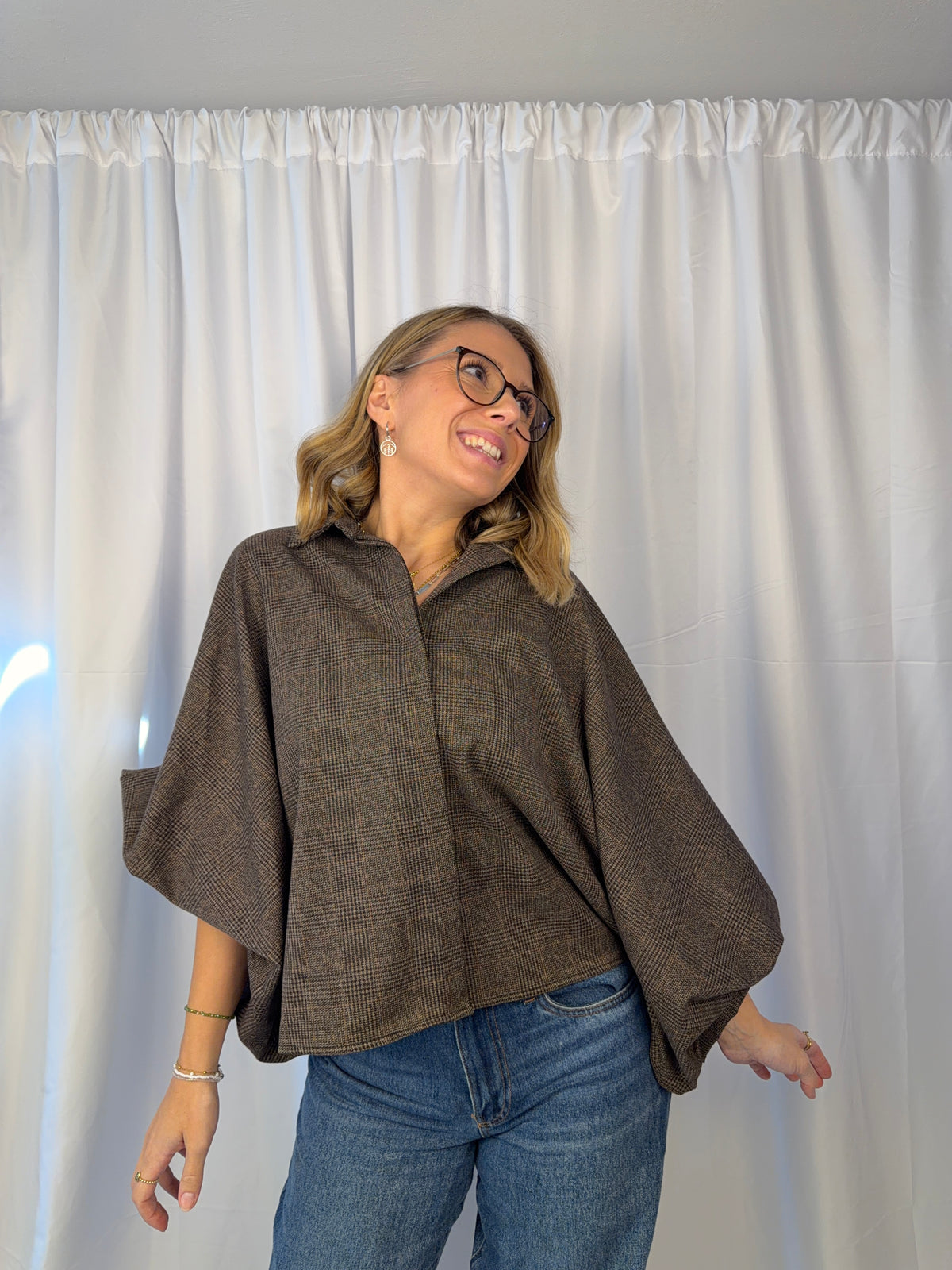 Karo-Bluse Autumn No. 2 | One Size | Made in Italy