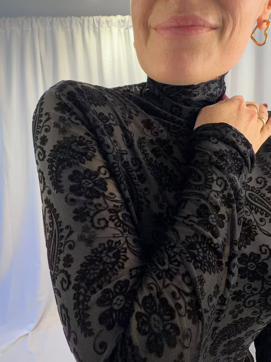 Paisley Lace Mesh – Black