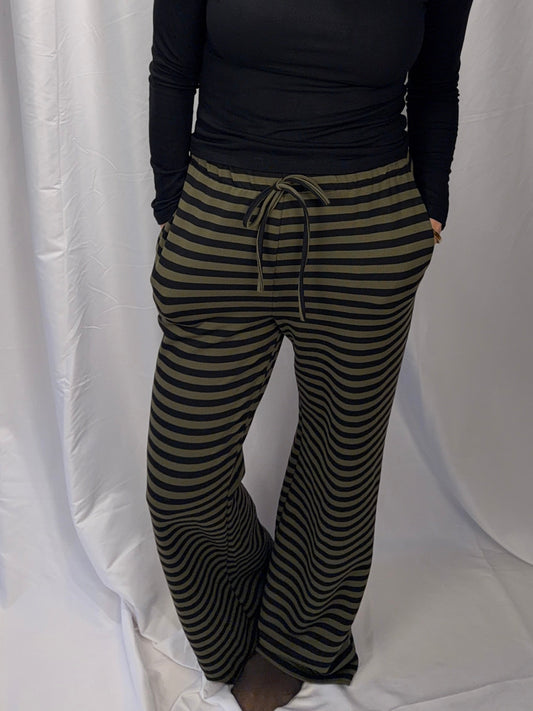 Cozy Striped Wide Leg Pants
