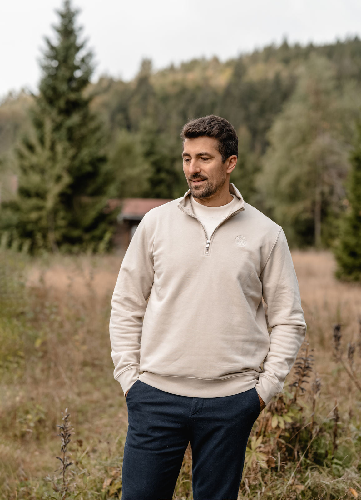 Woidlogo Half-Zip Sweater – Unisex beige