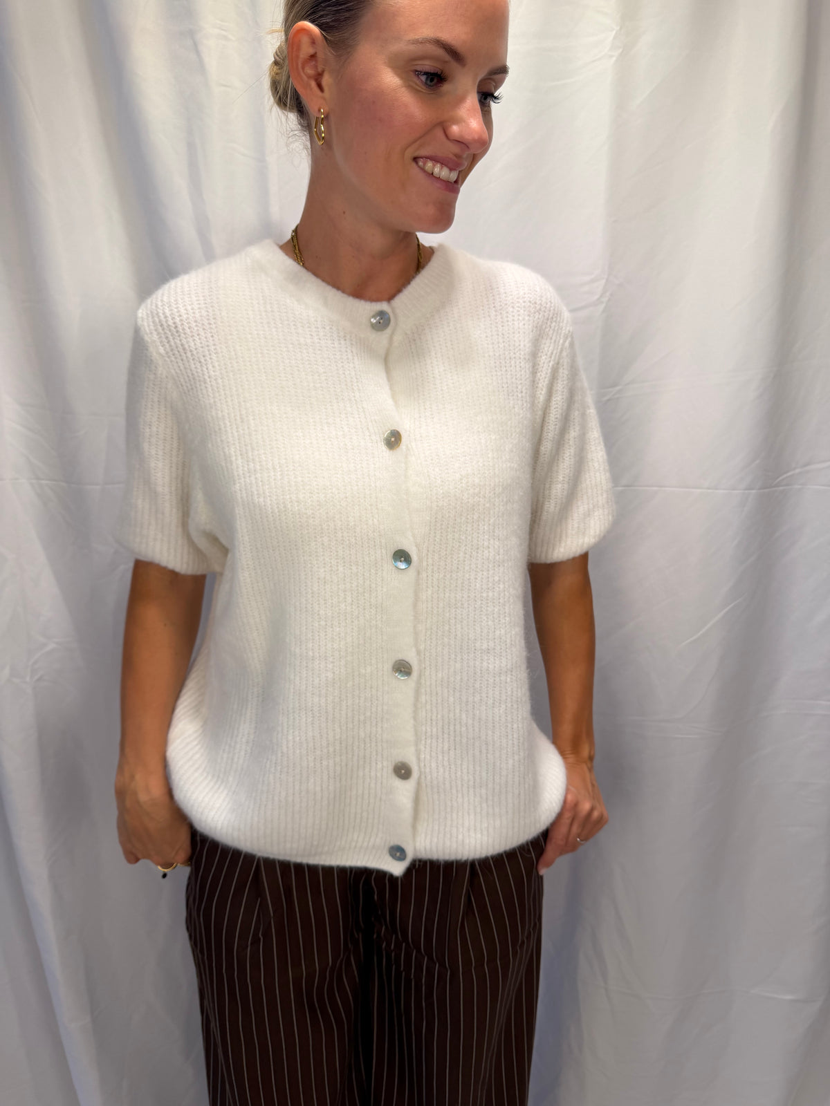 Angora Kurzarm Strickweste