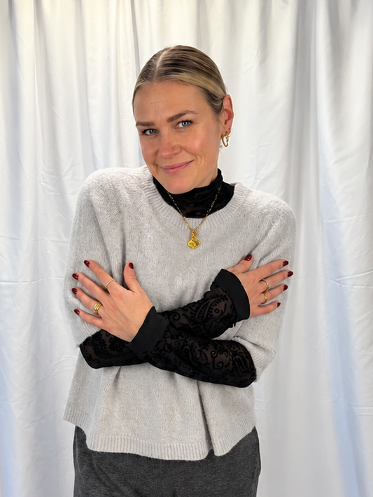 Mohair Strickpullover mit 3/4-Arm