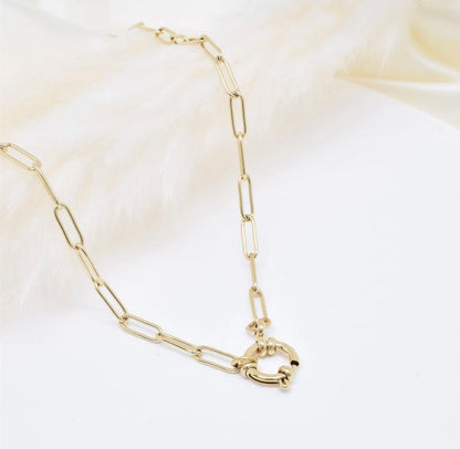 Paperclip Kette mit Ringverschluss – Gold