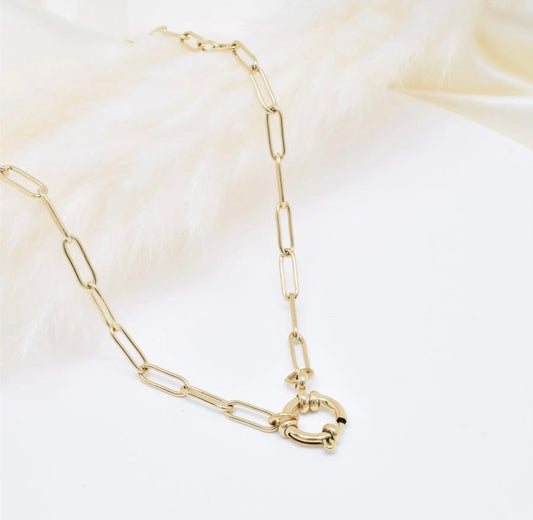 Paperclip Kette mit Ringverschluss – Gold