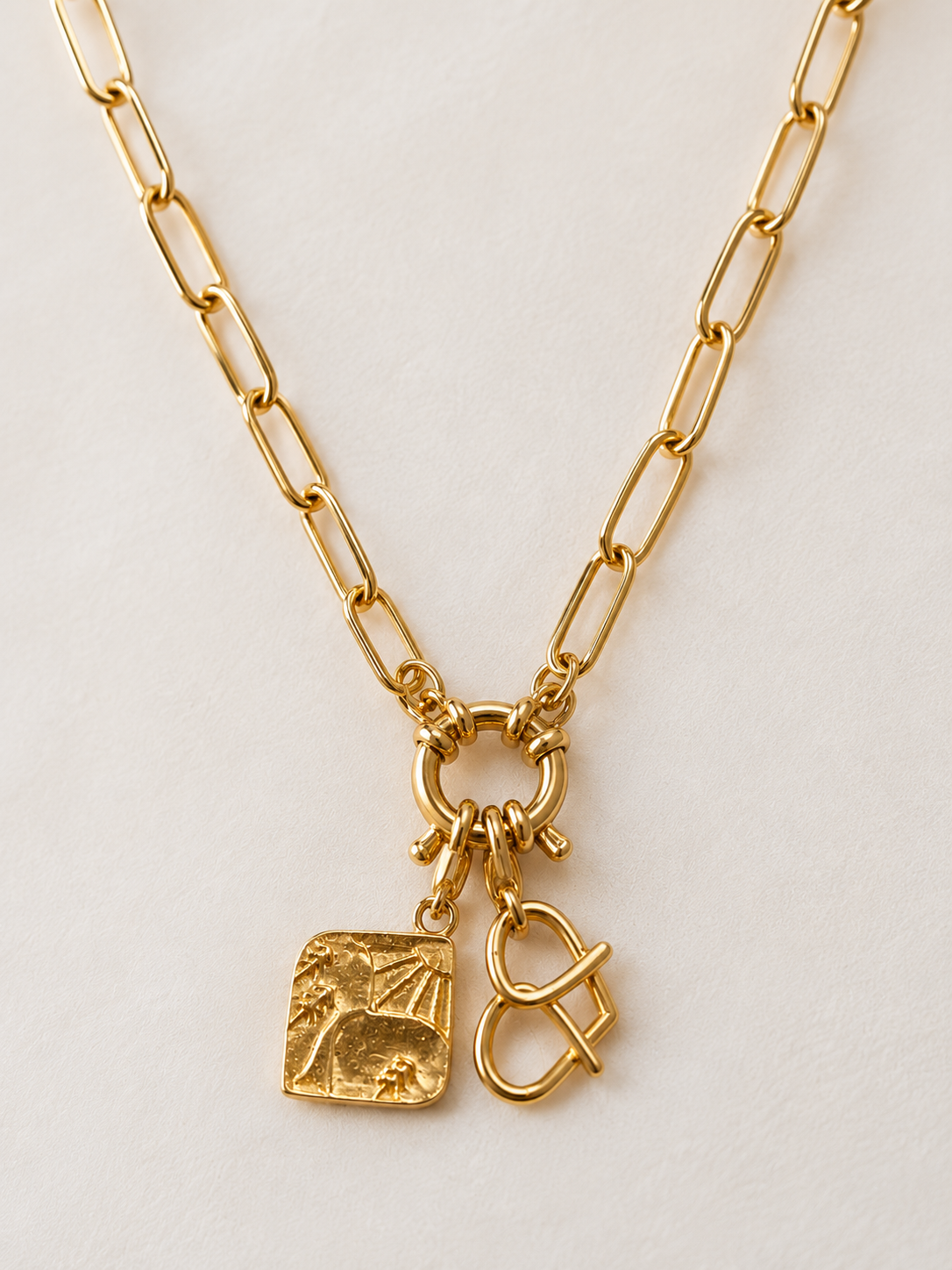 Paperclip Kette mit Ringverschluss – Gold
